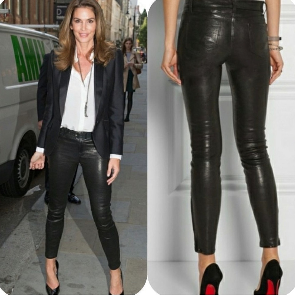 J Brand L8001 Super-Skinny Mid-Rise Leathe…